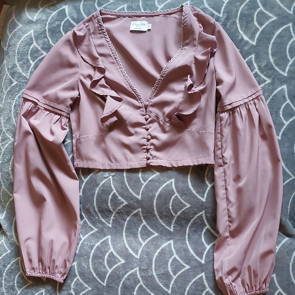 Women's Ruffled Mauve Crop Top
